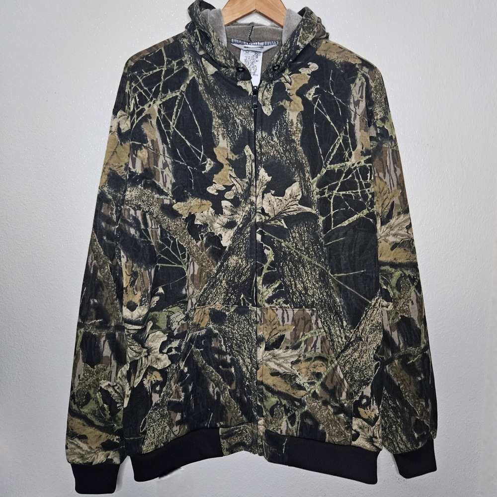 Muleskins Mens Camo Full Zip Hoodie Jacket Woodland Camouflage‎
